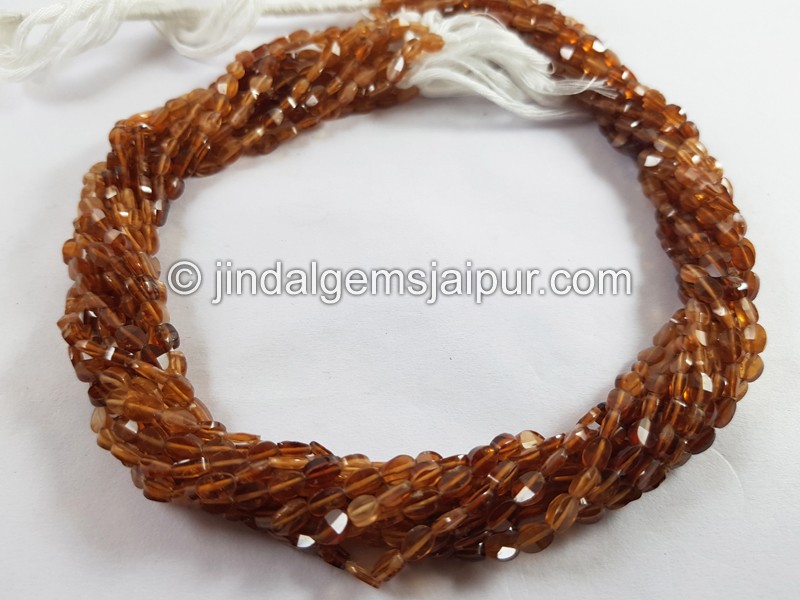 Hessonite Step Cut Oval Beads